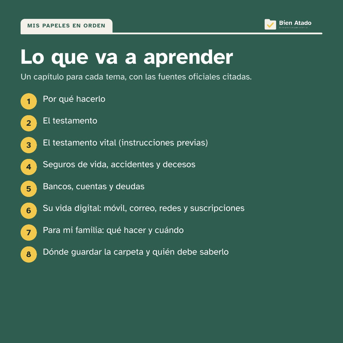 Mis papeles en orden: lo que va a aprender