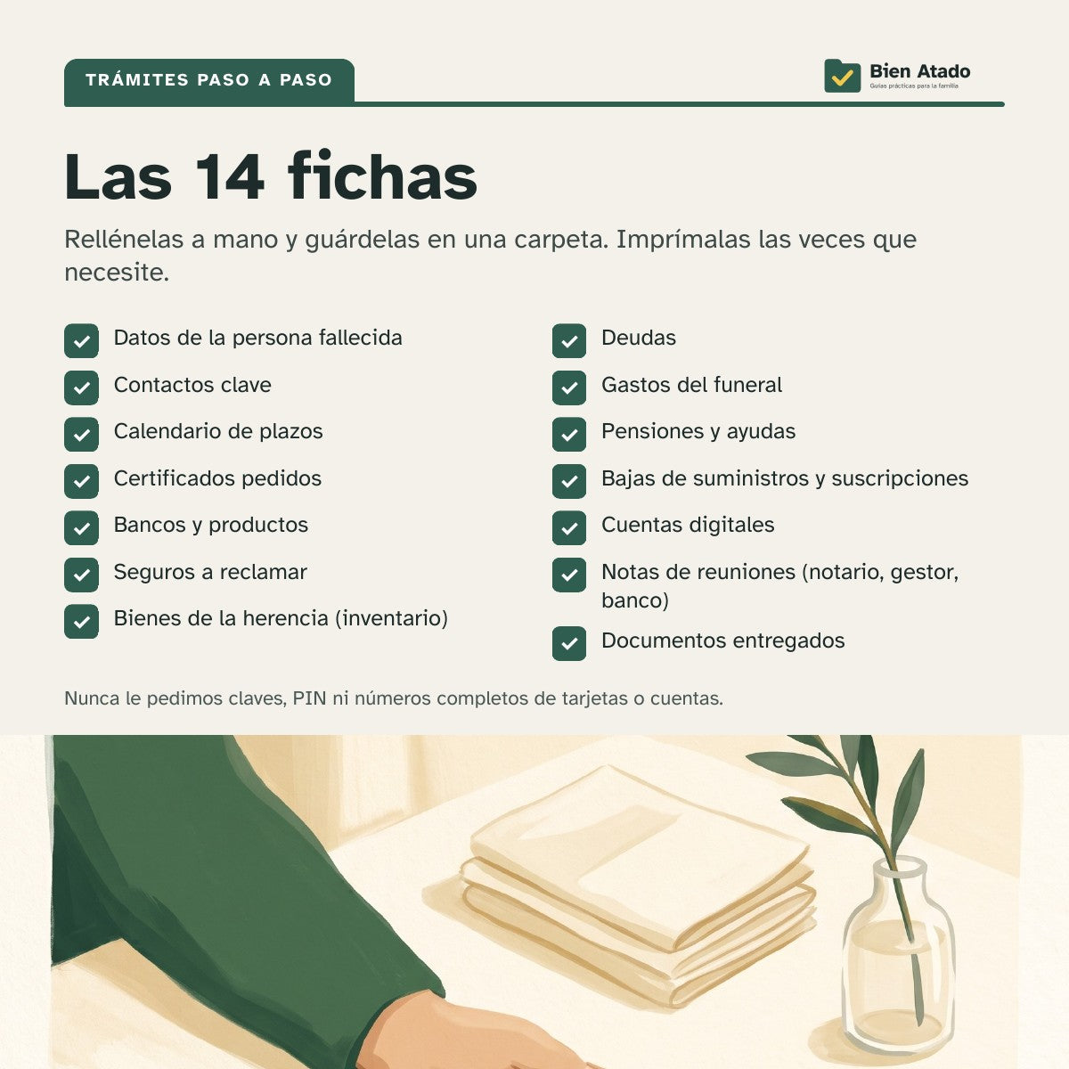 Cuando falta un ser querido: lista de fichas para rellenar